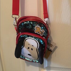 Peanuts Red and Teal Sequin Mini Bag